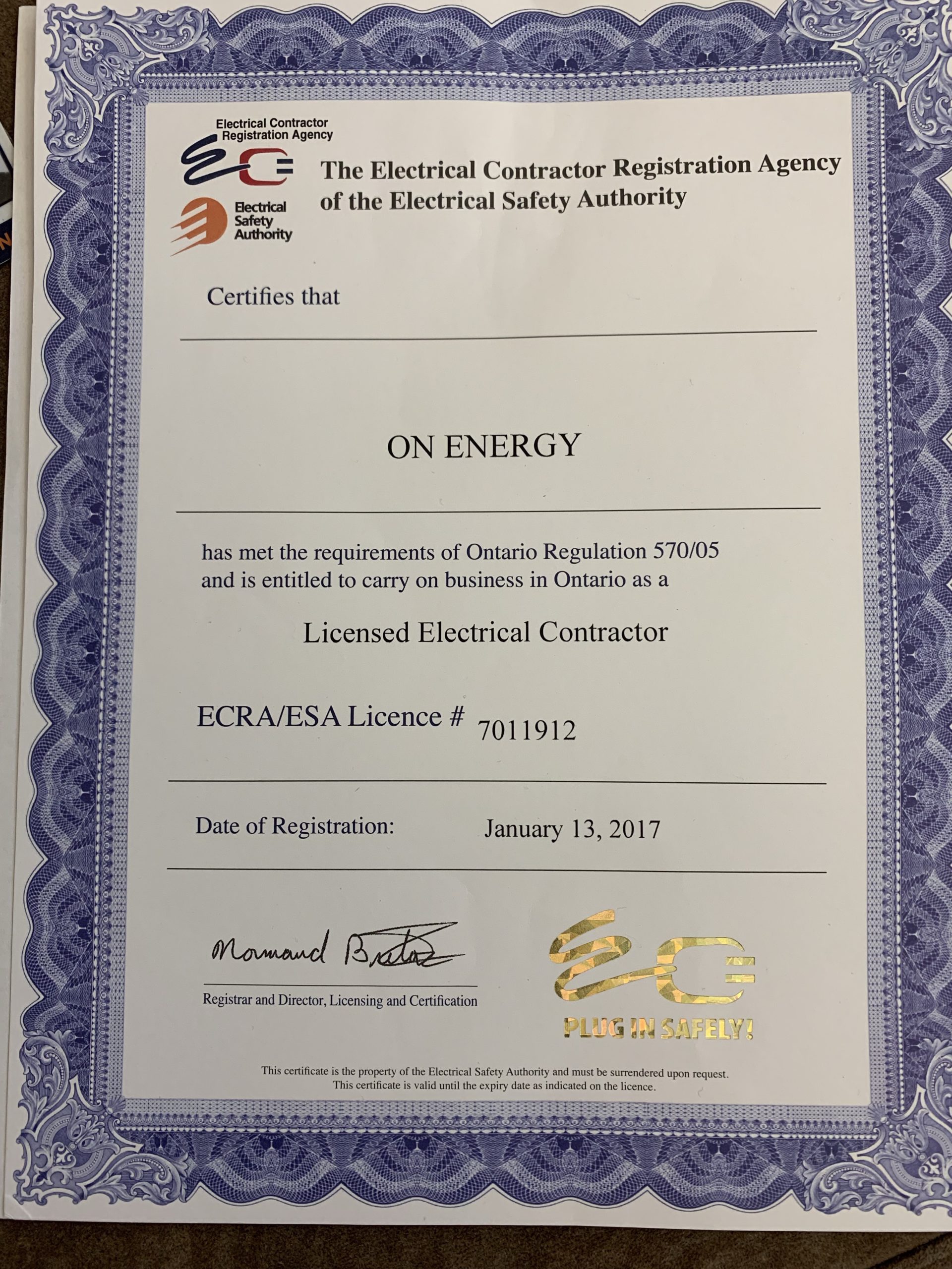 Certificates And Licenses On Energy